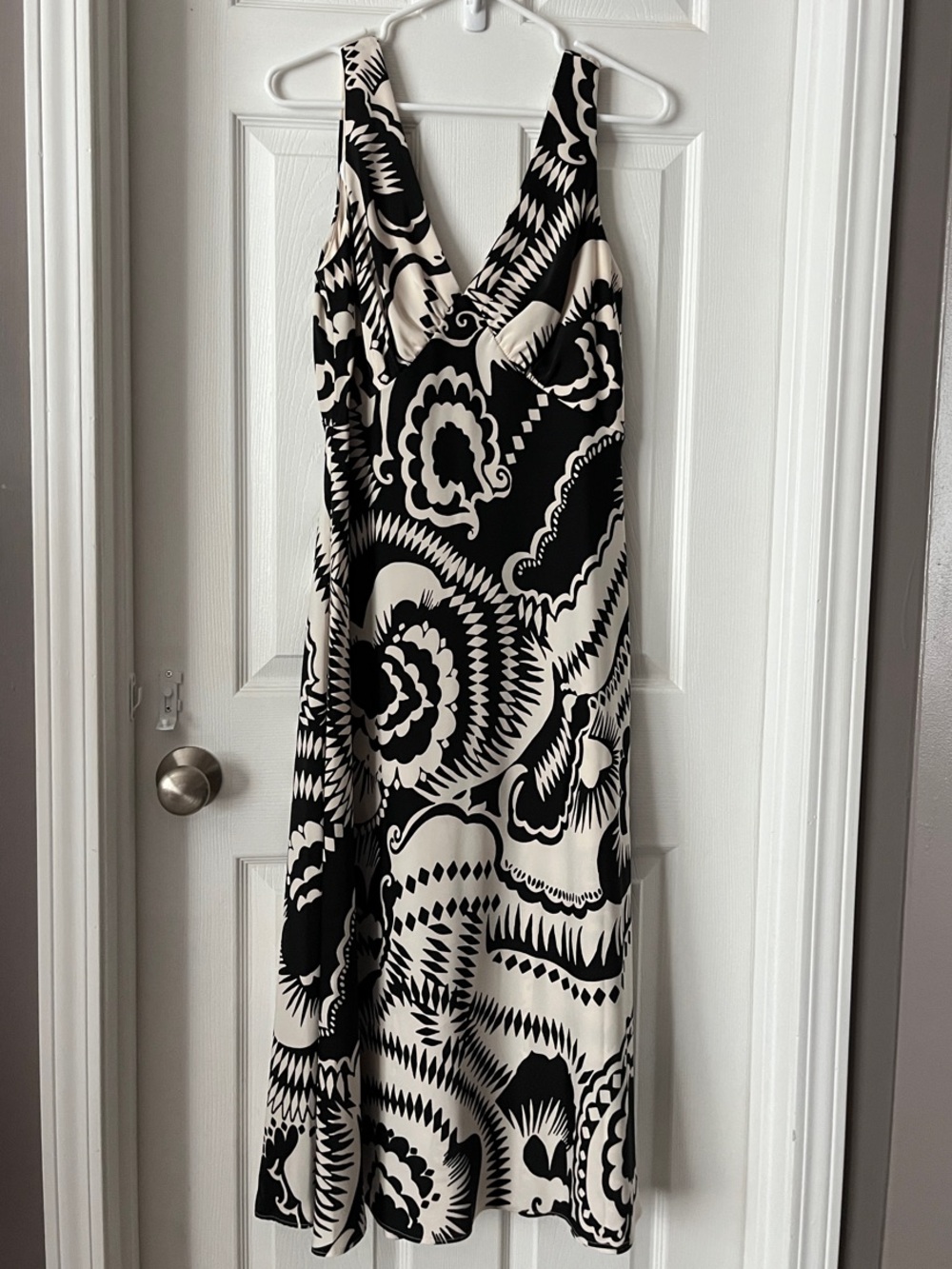 Calvin Klein Black and White Patterned Maxi Dress
